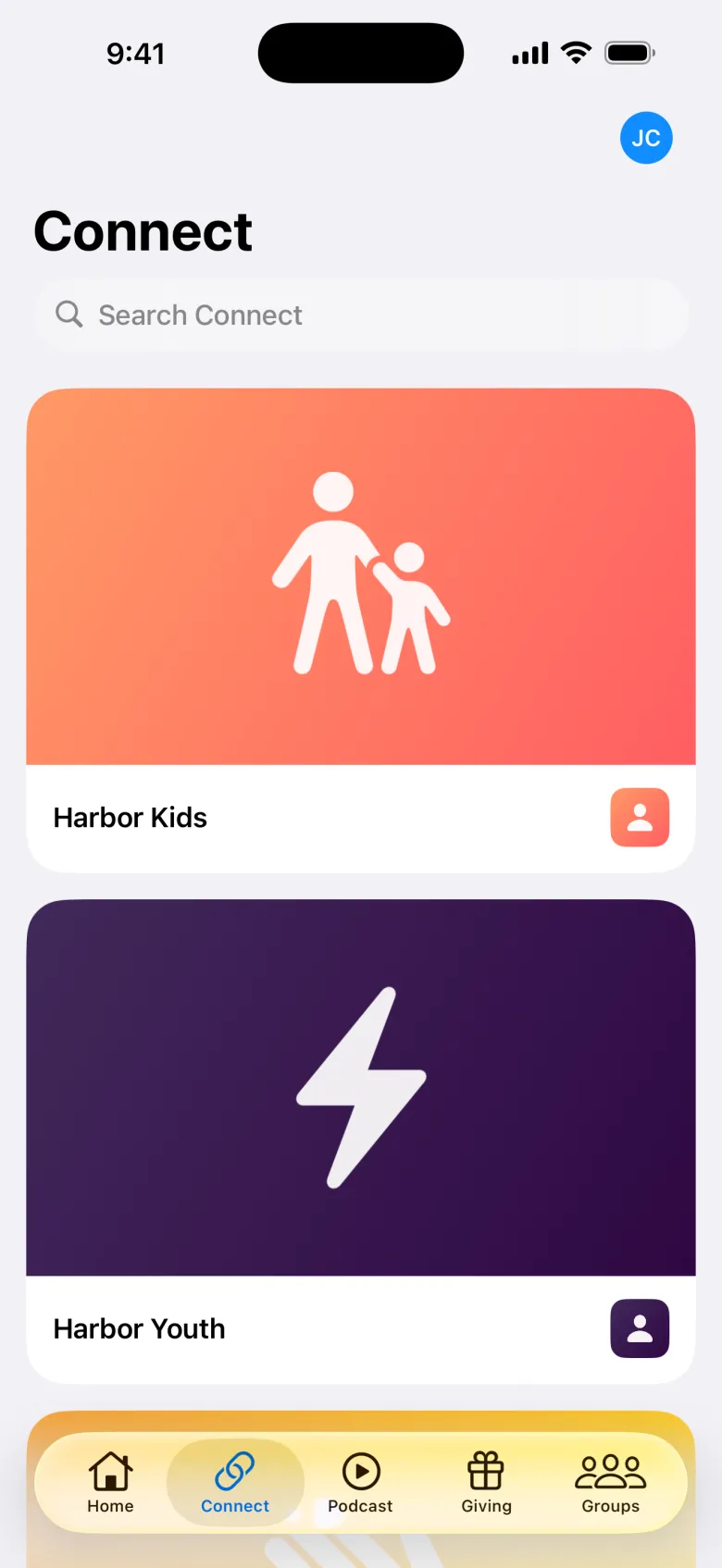 Ministries to connect with in the member app