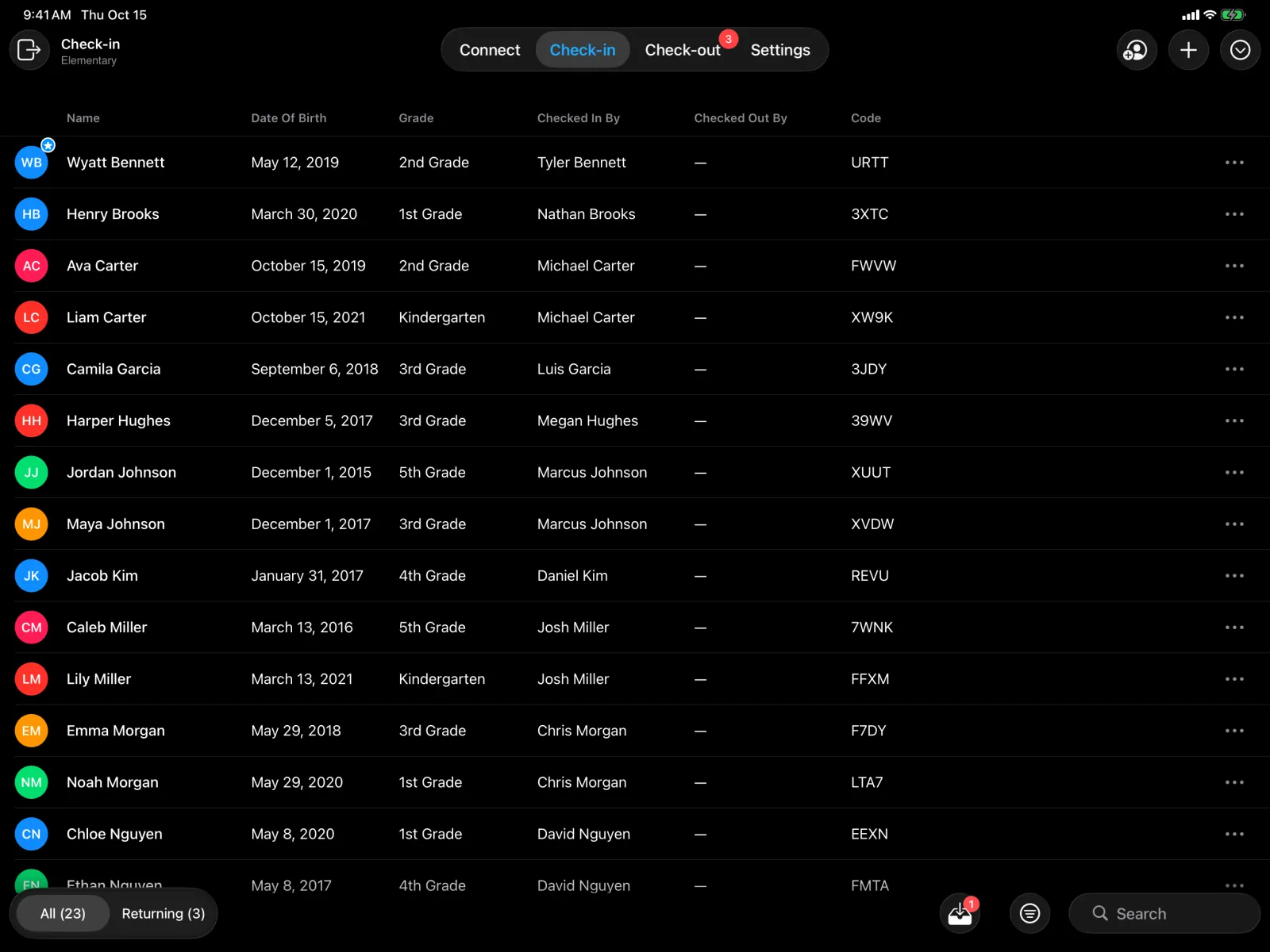 Check-In Portal App on an iPad