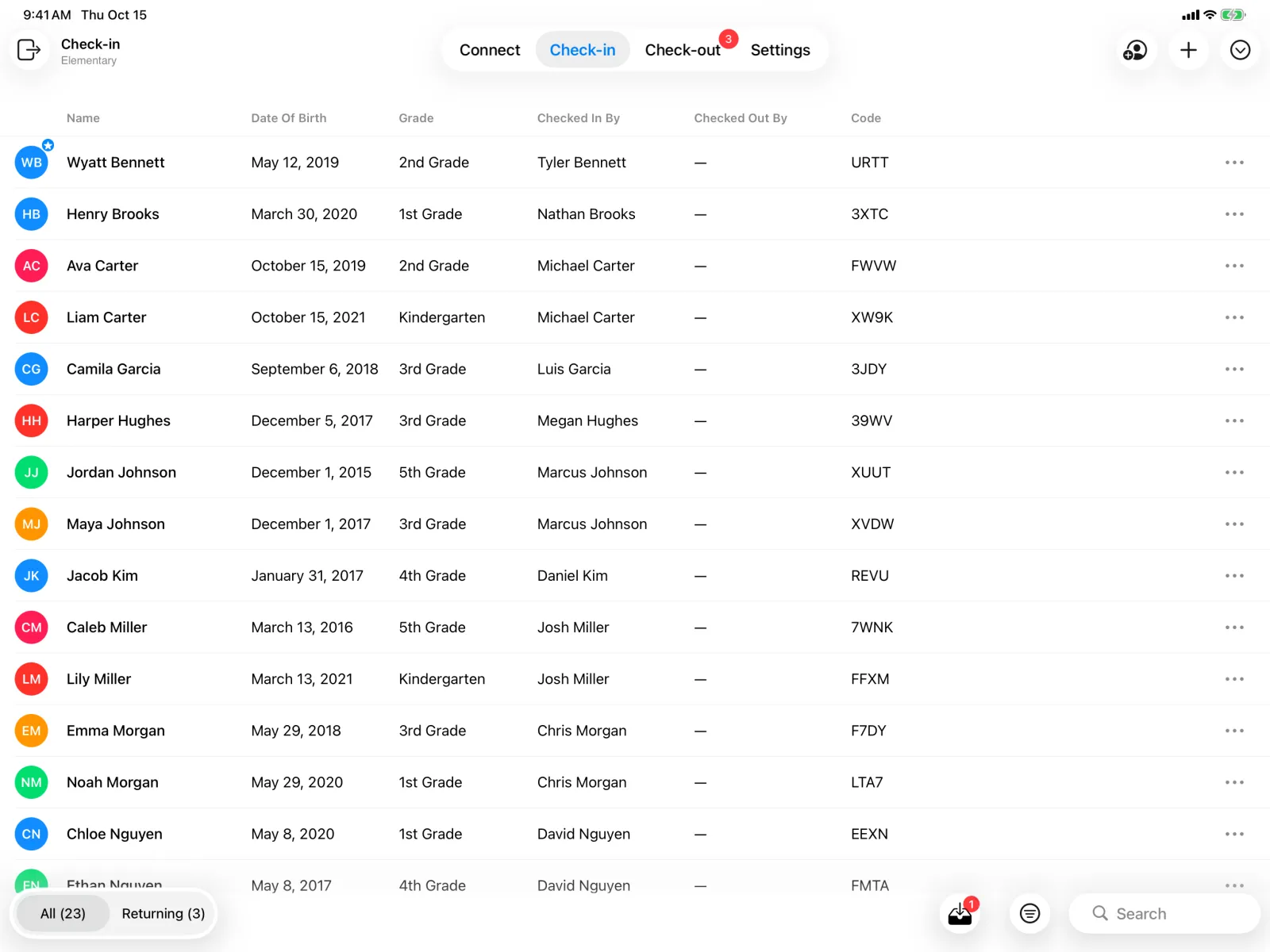 Check-In Portal App on an iPad