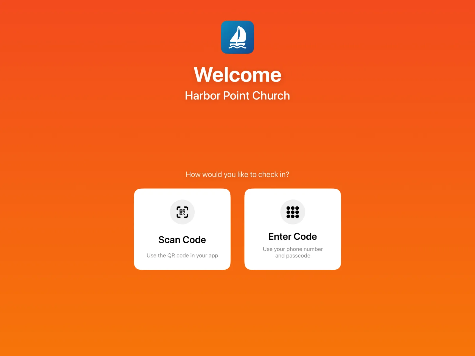 Self-service check-in in the Check-In Portal App on an iPad at the welcome desk