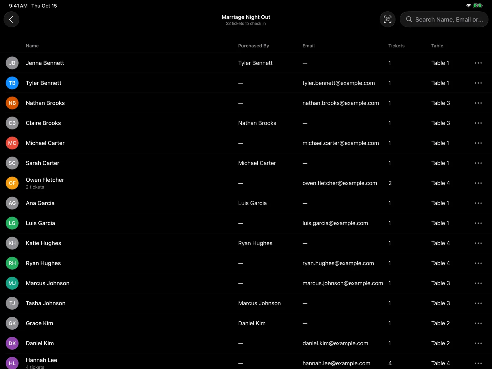 Checking in event ticket holders on the Community Portal App on an iPad